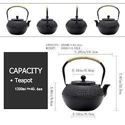 40.6oz Cast Iron Teapot, Japanese Tetsubin Tea