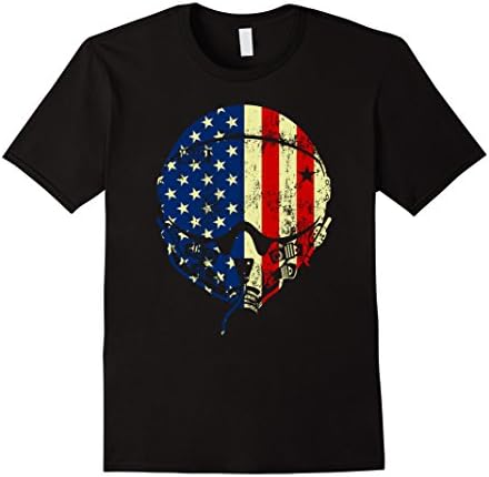 Mens Aviation Pilot T-Shirt Fighter Pilot Helmet USA Flag Small Black
