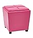 OSP Designs Metro Vinyl 2-Piece Storage Ottoman Nesting Cube Set with Dark Espresso Finished Feet, Pink