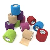 Intock Self Adhesive Bandage Wrap Tape, Cohesive Bandage Medical Tape Gauze Roll, 12 Rolls of 2" x 5 Yards Multi Color Sports Adhesive Bandages, Elastic Bandage Wrap First Aid Supplies, FDA Approved