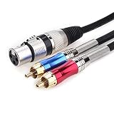 TISINO Female XLR to Dual RCA Y-Cable, Unbalanced 1 XLR to 2 RCA/Phono Plug Y-Splitter Adapter Duplicator Lead -1.6 feet/50cm