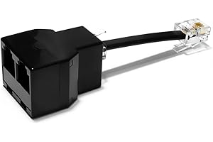 RetailAndBulk Phone Jack Splitter for Landline Telephone RJ11 6P4C 2-Way in-Line or in-Wall Duplex Adapter (1 Splitter + 2.5 Inch Cable) Made in USA
