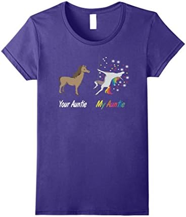 Womens Your Auntie my Auntie Unicorn t-shirt Small Purple