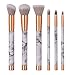 ITME [Upgrade Version] Premium Makeup Brush Set Synthetic Cosmetics Foundation Powder Brush, Flat Head, Blush, Concealer, Nose, Lip Brush Makeup Brush Kit (6pcs, White Marble/Rose Gold)