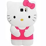 Cute 3D Hot Pink & White Hello Kitty Case for Samsung Galaxy Note 5 Soft Silicone Rubber Stong Protective Cover Skin with Bow and Dress Screen Protector & Stylus FREE PRINCESS KITTY WATERPROOF STICKER