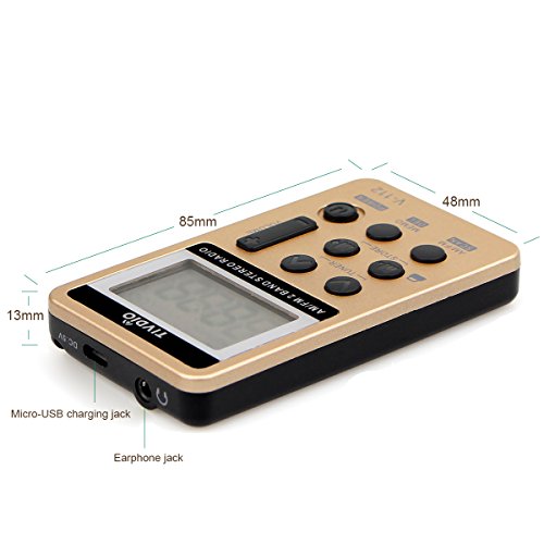 TIVDIO-V-112-Portable-Digital-Tuning-AM-FM-Stereo-Radio-with-Earphone-for-WalkGold