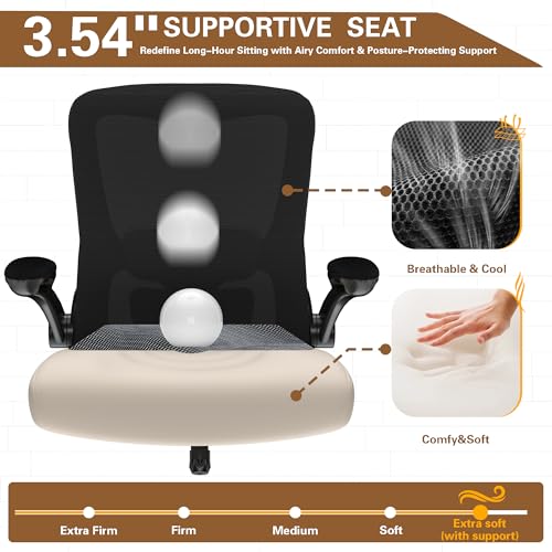 Zeonsit Ergonomic Office Chair - High Back Desk Chair with Adjustable Lumbar Support, Breathable Mesh Back, 330LBS Capacity, Easy Assembly, for Home Office Executive Computer Task (Solid-Black)