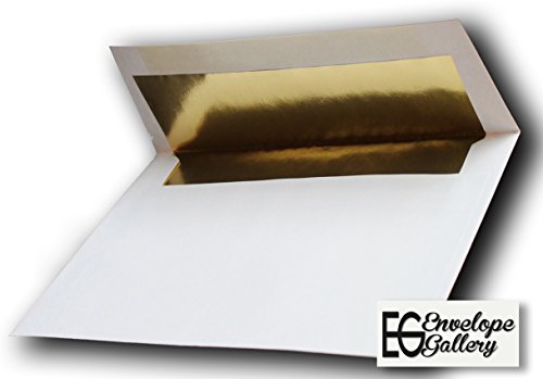 Silver Foil-Lined 70lb. Bright White A7 (5-1/4" X 7-1/4") Envelopes 25 Boxed for 5" X 7" Weddings Invitations Announcements from The Envelope Gallery