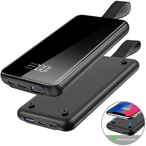 Wireless Portable Charger,10000mAh Power Bank Fast Charger QI Wireless Charger External Battery Pack with Anti-Slip Suckers Compatible with iPhone 8/8 Plus,Samsung S7 S8 S9,Note 7 8,iPhone X/XS/XR