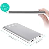 Portable Charger, Shinngo 4000mAh Ultra Slim Power Bank Aviation Aluminum Surface External Battery Pack with 2.1A&amp;1A Output and 2A Input for iPhone Samsung Galaxy and More (Silver)