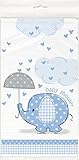 Blue Elephant Boy Baby Shower Plastic Tablecloth, 84" x 54"
