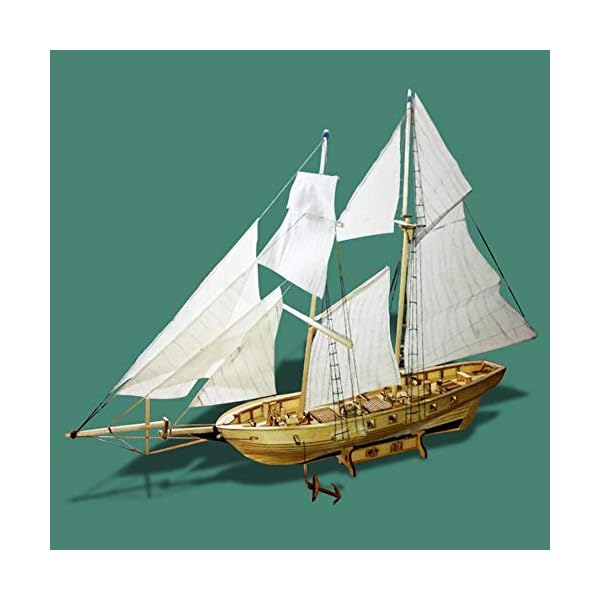 ZNYB Modellbausatz Holz Schiff DIY Holz Segelboot Vintage Schiff Montage Bausätze Schiff Modell Spielzeug Harvey Segel…