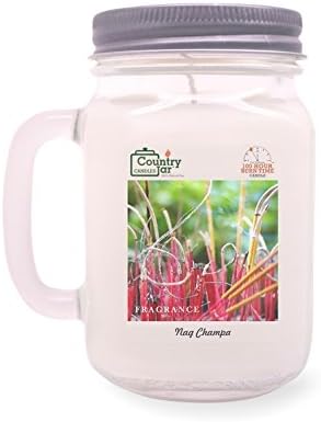 Country Jar NAG Champa Candle (Handled-Mason) 100% US Grown Soy Wax / 100 Burn Hours :::: March Sale!