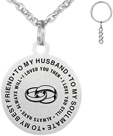 ZMZY 30MM Husband Love Stainless Steel Plates Pendants Necklaces for Women Jewelry