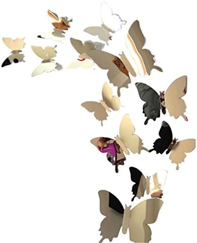 HongXander 3D Mirror Wall Art Wall Stickers Decal Butterflies Home Decors (Silver)