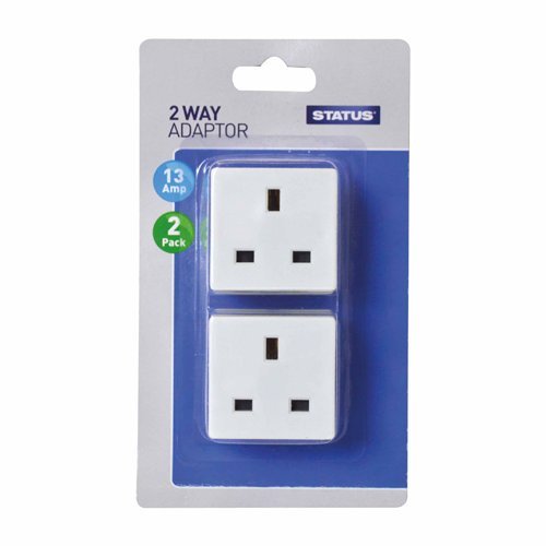 Status 2-Way Non-Fused Adaptor - White (Pack of 2)