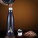 Insulated Water Bottle, 17 Oz Stainless Steel Double Wall Vacuum Sports Drink Bottles, Leak- proof and No Sweating Cola Shape Travel Bottles, Keeps Drinks Cold & Hot for 24 Hours (Black)