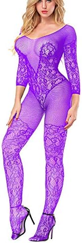 Sanyalei Fishnet Bodystocking Plus Size Crotchless Bodysuit Lingerie for Women