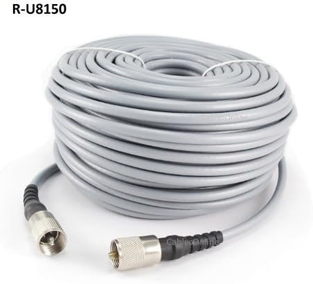 CablesOnline 150ft RG-8/U Mini Coax UHF PL-259 Male/Male Grey Antenna Cable (R-U8150)
