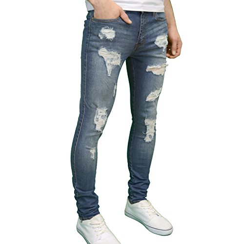 526 Mens Designer Stretch Super Skinny Ripped Abraised Distressed Jeans