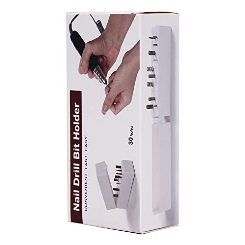 Sdoo 30Hole Pink Organizer Manicure Box Displayer Nail Drill Bit Holder Stand Tops (White) - Thumbnail 4