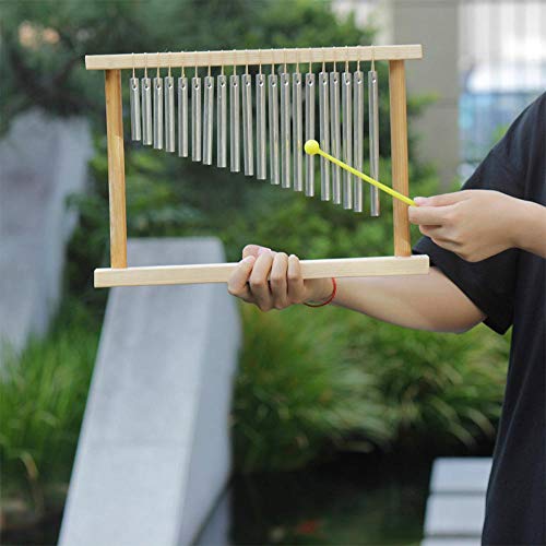 UMIWE Bar Chimes,20 Bars Percussion Chime Bars with Solid Aluminum Pipe and Wooden Stand Stick,Windbell Percussion Instrument,Table Top Wind Percussion Chimes for Bar House Office Decoration