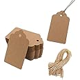 100pcs Kraft Paper Gift Tags with String, Blank Gift Bags Tags Price Tags(Brown)