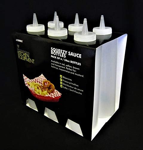 Kitchen EquipmentPack of 6 Sleeves Squeezy Sauce Clear Bottles 225ml / 8oz