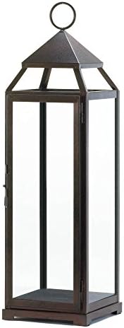 Lana45 Extra Tall Lantern 25” High Iron and Glass Bronze Candle Lantern Home Decor