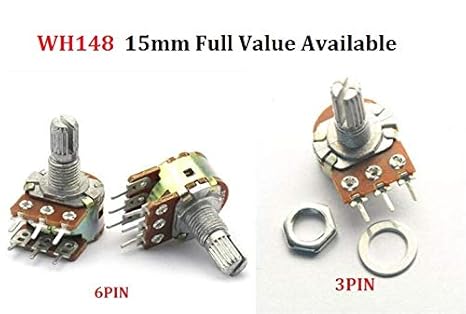 5pcs 3 Or 6 Pin Wh148 Potentiometer B1k B2k B5k B10k B20k B50k B100k B500k 15mm