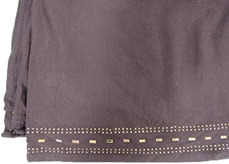 COTTON LINEN HIJAB RHINESTONE SCARF SHAWL Light Weight Elegance 62" X 20"