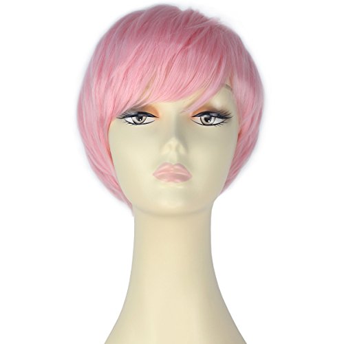 Miss U Hair Women Layered Short Straight Wig Fashion Party Cosplay Wig Hair Pink C352