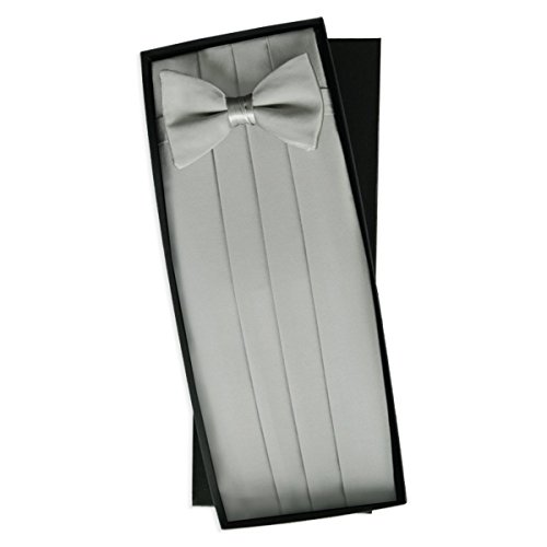Silver Silk Tie & Cummerbund Set