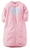 Carters One-piece Soft Fleece Sleepsuit or Sleep Sack, Pink Floral Heart, 0-9 Months