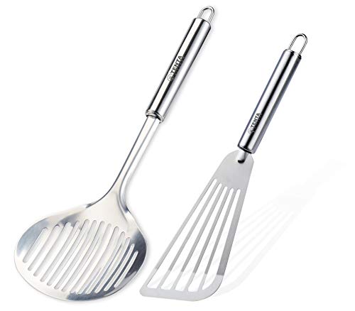 Tenta Kitchen Flexible Fish Turner Spatula, for Fish/egg/meat/dumpling Frying (Turner Set Of 2)