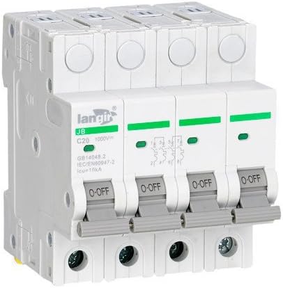 LANGIR 4P 1000VDC C Curve Din Rail DC Moulded Case Circuit Breaker Voltage Protector For DC And Solar Generation (20A)