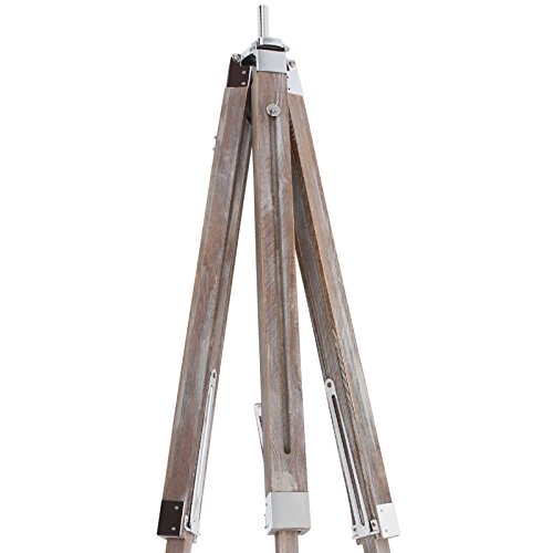 Jago® Stehlampe mit Stativ aus Holz - LED, E27, Höhenverstellbar max. 148 cm, Vintage, Farbwahl - Tripod Lampe, Dreifuss Stehleuchte, Standleuchte, Studiolampe (Antikes Holz) – Bild 4