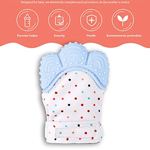Huifen Baby Soothing Teething Mitten, Self-Soothing Pain Relief Mitt Stimulating Teether Toy, Original Silicone Teether Mitten Glove for Babies, Toddlers, Infants, Boy and Girl (2Pack, Blue)