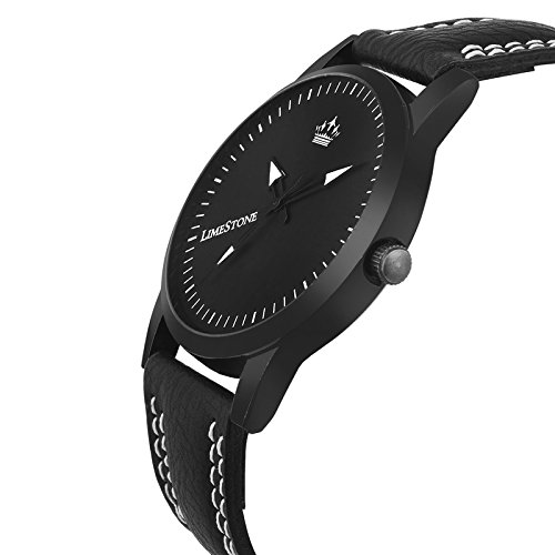 limestone signature series slim analogue black dial boys and mens watch - ls2649