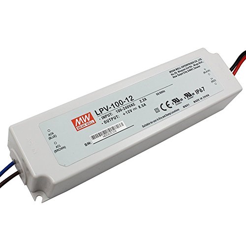 Mean Well LPV-100-12 100W Single Output Switching Power Supply with 8.5 Amp Rated Current and 12V DC Voltage