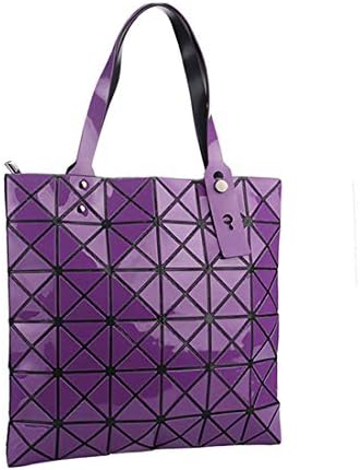 Geometric Rhombus Diamond Laser Bag Solid Color Glossy Folding Large Capacity Handbag Shoulder Bags For Women.