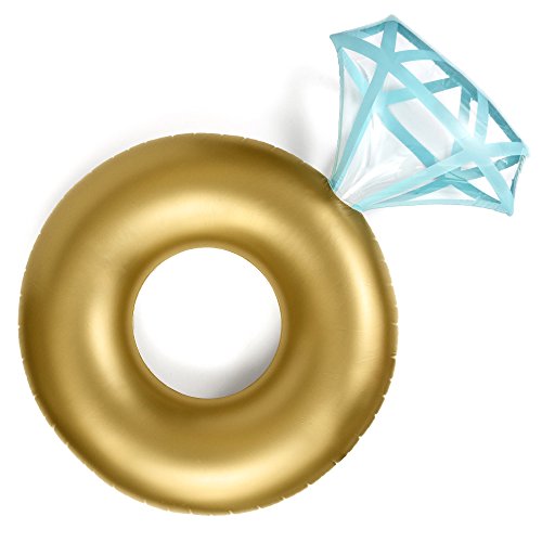 Fractal Giant Gold Diamond Ring Shape | 50" Diameter Inflatable Water Floats for Pool Party - Thumbnail 7