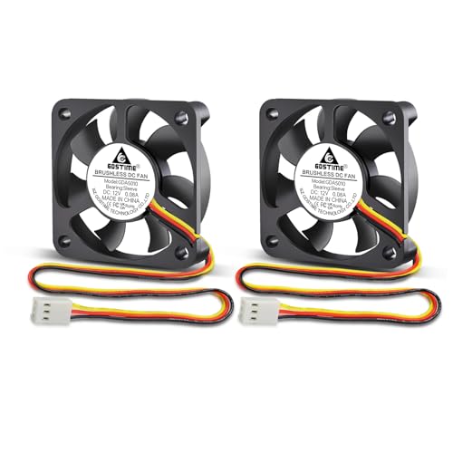 GDSTIME 50mm Cooling Fan 12V DC High Airflow 5010 3-Pin Exhaust Fan for 3D printer router game console TV Box pcb circuit board 4500RPM Long Lifespan