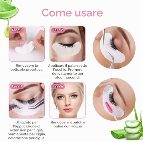 Patch Occhi Extension, 50 Paia Occhi da Ciglia Finte Eye Gel Patches Eye Pads con 10 Scovolino Ciglia, Patch Occhi Trucco Patch Ciglia per Extension Ciglia e Pro Salon Eye Mask Beauty Tool