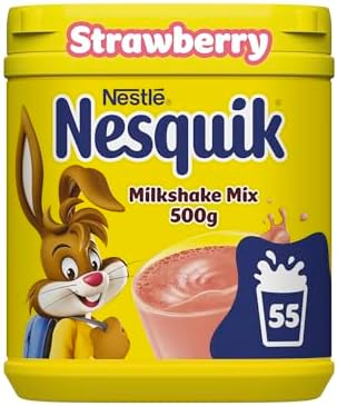 Nesquik Strawberry Flavoured Milkshake Powder, with Vitamin D, 500g Tub (Pack of 1)