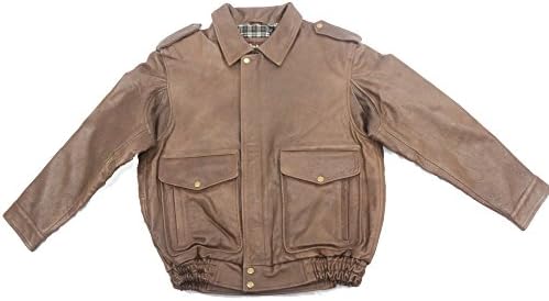 Cockpit Air Force USA Flight Bomber Leather Jacket by The Pierce Arrow Leather Jackets Brand. Get yours NOW. (2XL, Distressed Brown)