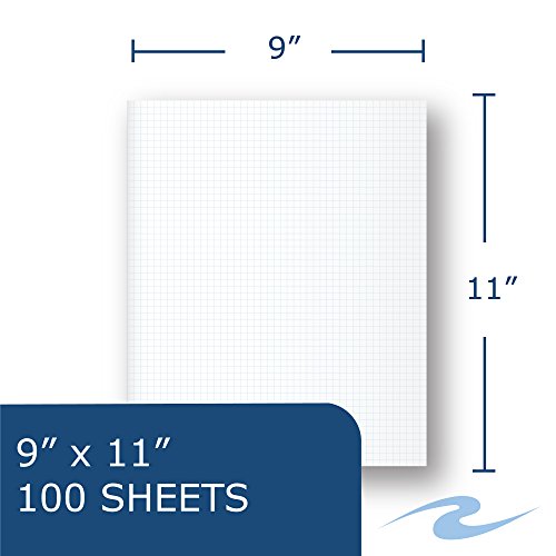 Roaring Spring Genesis Notebook, One Subject, 11" x 9", 100 sheets, 5x5 Graph Ruled, 15# White Tablet Paper, Assorted Poly Covers