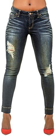 Poetic Justice Curvy Women's Stretch Denim Rustic Destroyed Skinny Ankle Jeans Size 27 x 29Length
