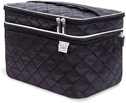 Ellis James Designs Large Travel Makeup Bag for Women - Black Make Up Bag for Women - Travel Cosmetic Bag - Makeup Case Gifts for Women, Makeup Organizer Bag, Travel Toiletry Bag for Women
