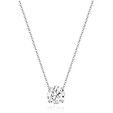 EAMTI 925 Sterling Silver Necklace for Women 0.5/0.8/1CT Round Cut Cubic Zirconia CZ Solitaire Necklace Dainty Jewelry Gifts for Women Extenders with Lobster Clasp Gifts Anniversary Day 16 Inch